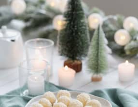 Boules de neige chocolat blanc et noix de coco