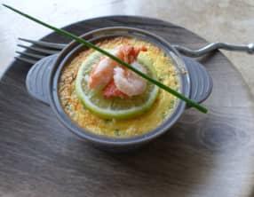 Flan au crabe des neige et aux crevettes