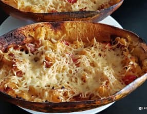 Courge spaghetti gratinée au chorizo