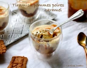 Tiramisu pommes, poires et caramel au beurre salé