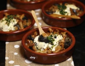 Escargots aux girolles gratinés au chèvre