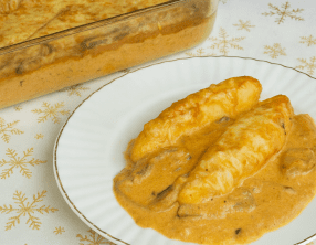 Gratin de quenelles au thon et à la bisque de homard
