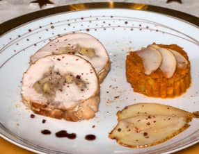 Poitrine de dinde farcie aux marrons et aux poires