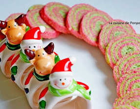 Sablé spirale aux couleurs de Noël à la pistache et framboise