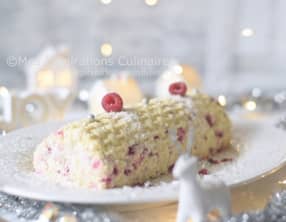 Bûche au chocolat blanc et framboise