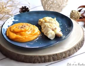 Dos de cabillaud au pecorino truffé et purée de butternut