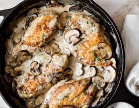 Poulet à la moutarde et aux champignons