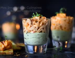 Verrine crème d'avocat et mousse de saumon