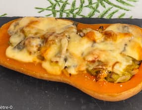 Courge butternut farcie aux poireaux