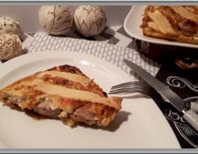 Tarte au boudin blanc et confit d'oignons