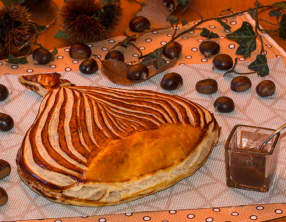 Marron feuilleté et sa crème de marrons aux amandes