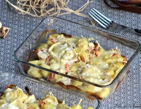 Gratin de gnocchis au bacon et chèvre