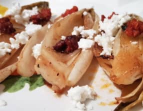 Endives braisées aux chorizo et feta