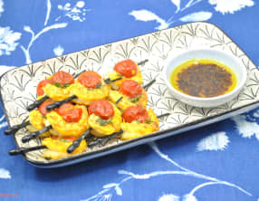Brochettes crevettes et tomates cerises