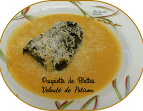 Paupiettes en chemise de blettes sur un velouté de potiron
