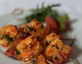 Brochettes de Gambas à l’orange sanguine