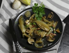 Endives braisées lardons champignons