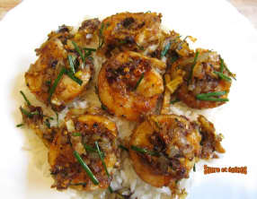 Gambas au poivre de Sichuan et piments