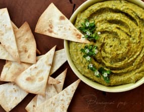 Houmous, ail des ours, crottin de Chèvre