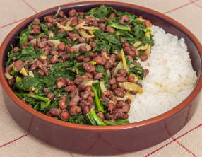 Haricots azuki aux épinards