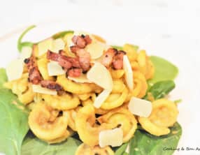 Pâtes sauce butternut et lardons