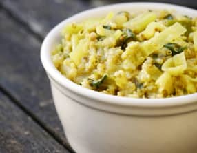 Quinotto alcalin aux poireaux et épinards