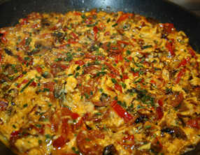 Omelette chorizo poivrons champignons