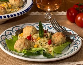 Taboulé à ma façon et boulettes de thon au curry