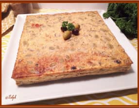 Quiche sans pâte aux olives et poulet