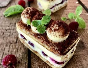 Entremets tiramisu framboises