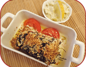 Filets de loup gratinés aux épinards, coppa et parmesan