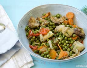 Coeurs d’artichauts braisés aux petits pois