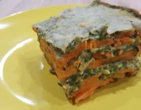 Gratin de patate douce et épinard avec une note de curry