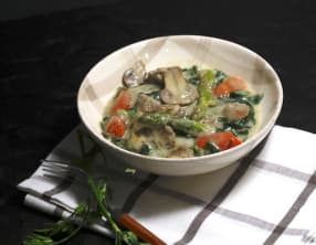 Blanquette d'agneau asperges et épinards