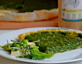 Tarte aux orties et petits pois, végétarien