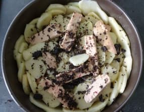 Gâteau de pommes de terre au foie gras