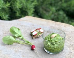 Pesto de fanes de radis aux noix de cajou