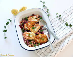 Salade de lentilles et halloumi