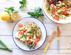 Salade concombre, tomates et tofu soyeux