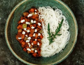 Poêlée de légumes, miel et abricots secs