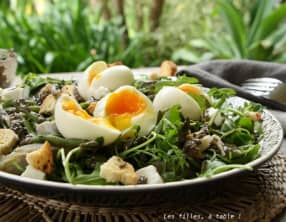 Salade haricots, artichauts, vinaigrette à la tapenade