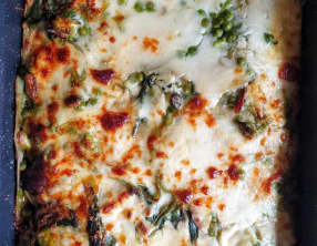 Lasagnes vertes à la bourrache avec farce veggie