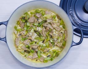 Veau à la Crème, Asperges et Champignons de Paris