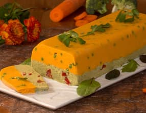 Terrine de carottes, petits pois et brocolis
