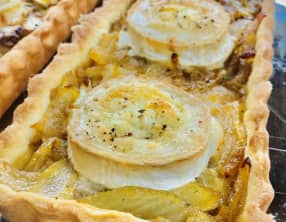 Tarte oignons chèvre miel