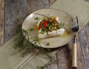 Cabillaud au four et vierge de légumes