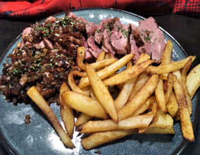 Magret de canard au miel et échalotes