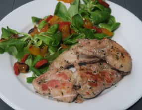 Araignée de porc marinée et poivrons à la plancha