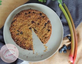 Tarte Rhubarbe Myrtille, Crumble Amande