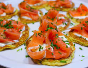 Blinis de Pommes de Terre au Saumon Fumé
